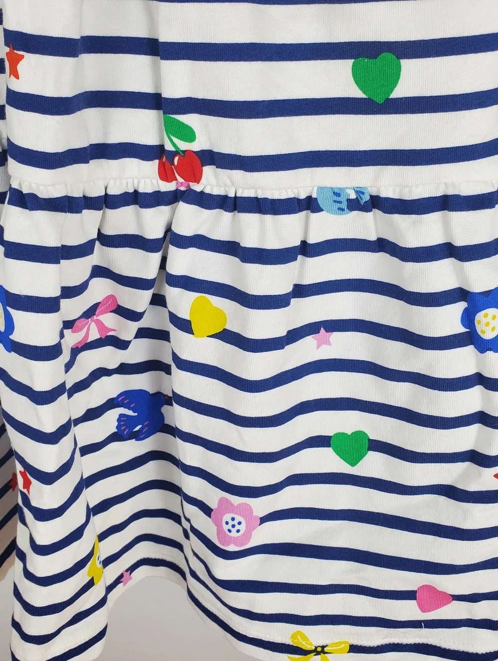 Mini Boden Tiered Sweatshirt Dress Navy/ Ivory Stripe Size 6-7Y